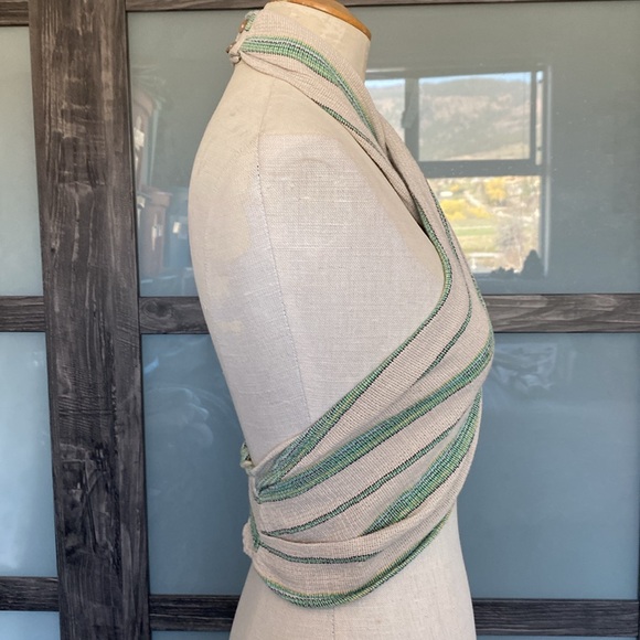 Zara “The Beth Top” in striped woven cotton with halter neck. Elastic at back. S - Picture 6 of 15